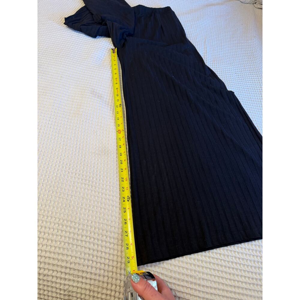 Callahan Knitwear Loungewear Athleisure Casual Black Ribbed Wide Legged Pants XL - Picture 9 of 15